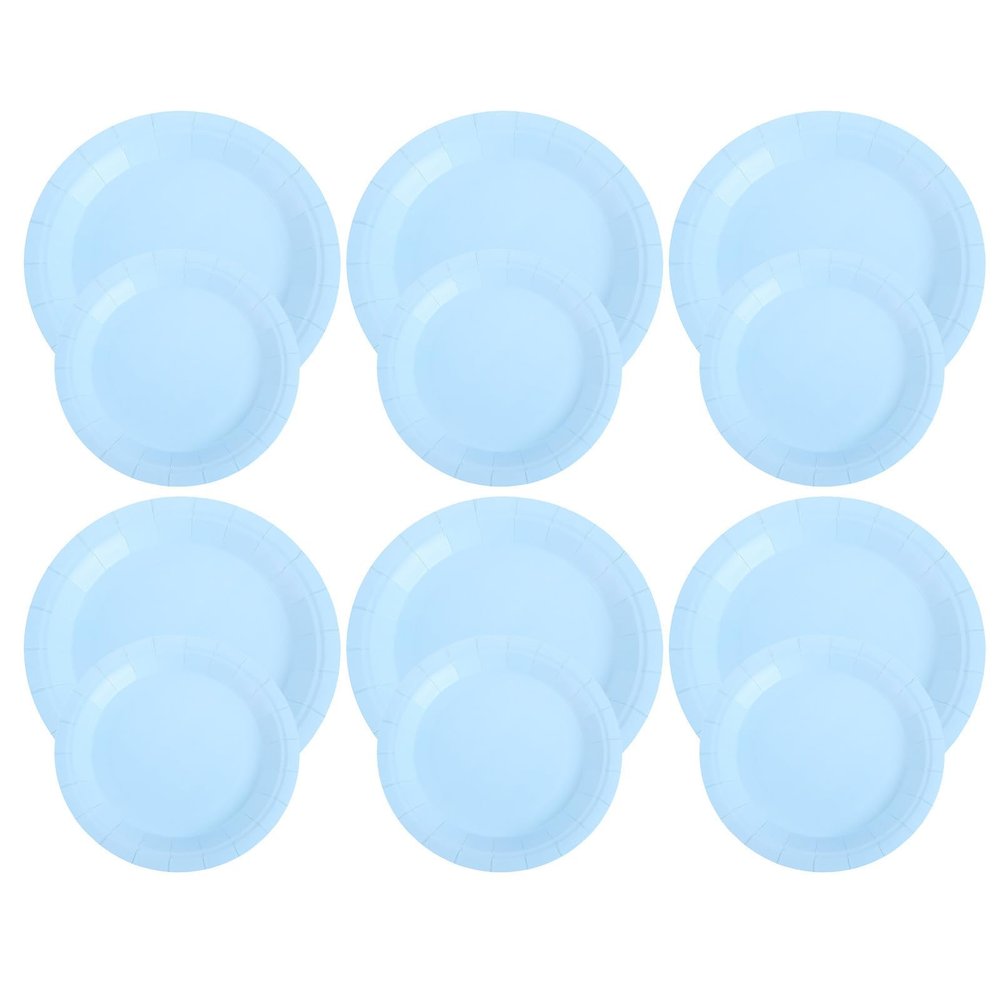 100pcs Paper Plates Disposable: 7-Inch 9-Inch Blue Paper Plates - Party Serving Dishes For Desserts Appetizers Snacks For Weddings Picnics