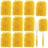 12-Piece Mop Cloths Set, White & Yellow Reusable Washable Chenille Dust Mop Replacement Pads with 2 Handles, Microfiber Cleaning Heads for Hardwood or Tile Cleaning view 2