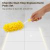12-Piece Mop Cloths Set, White & Yellow Reusable Washable Chenille Dust Mop Replacement Pads with 2 Handles, Microfiber Cleaning Heads for Hardwood or Tile Cleaning view 3