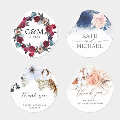 100pcs Personalised Wedding Favour Labels, 1.2 Inch Thank You Stickers, Customizable Name and Date for Invitation Envelopes Seals, Round Tag for Party Gifts Baking Packaging