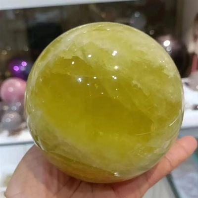CQMLWSDNW Stone Yellow Quartz Crystal Ball, Home Office Decoration Aquarium(Size:50-100g)