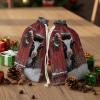 Ficuaiuo 10 Pcs Christmas Rustic Gift Bags with Drawstrings, 5x7in, Farmhouse Wreath Cow Red Wood Grain Design Wrapping Sacks Reusable Washable Cloth Bags for Christmas, Birthday, Wedding, Party view 3