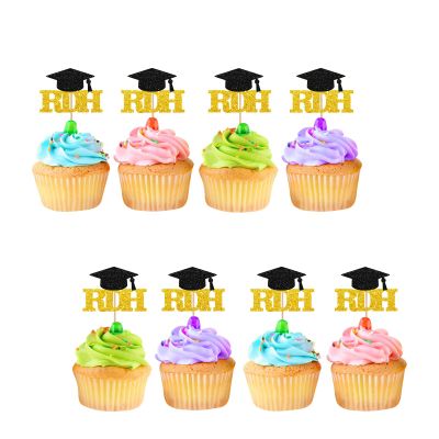 24pcs Congrats Dentist Cupcake Toppers, Dentist Graduation Cupcake Toppers, Gold Glitter Congarts RDH Cupcake Picks for Doctor Medical Science Party Supplies