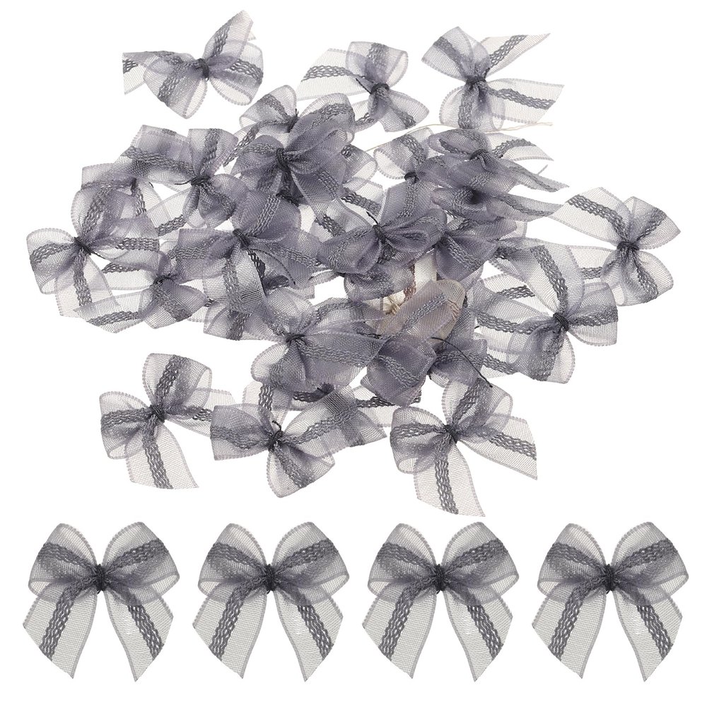 uxcell 50Pcs Mesh Chiffon Ribbon Bows, 1" Mini Premade Crafts Bows Gift Wrap Bow for DIY Craft Christmas Wedding Birthday Decor Gift Wrapping (Blue)