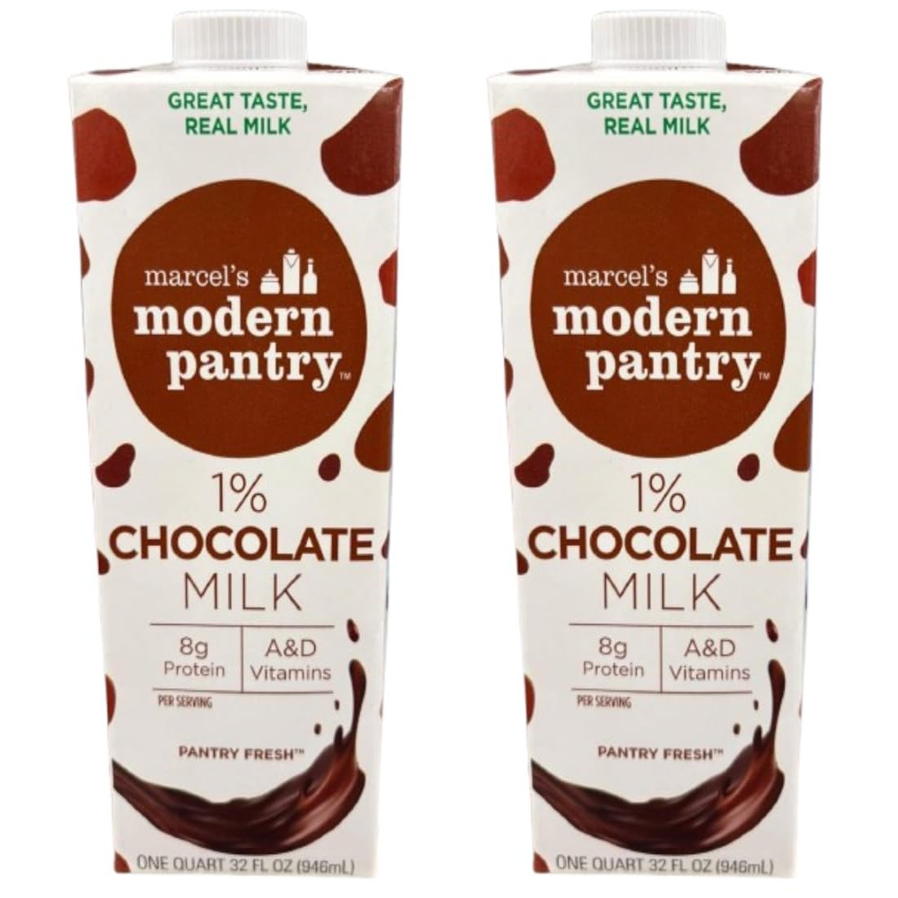 Pack of 6 Shelf-Stable 1% Chocolate Milk Long-Life Low-Fat Dairy Drink, Non-Refrigerated 32oz Cartons, Ready-to-Drink Chocolate Beverage, Pantry-Safe Storage