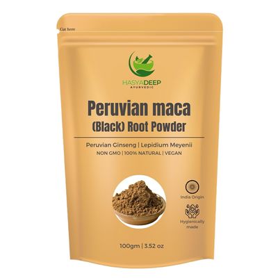 Hasyadeep Peruvian Black Maca Roots Powder | Lepidium meyenii | Peruvian Ginseng (200gm/7.05oz)