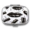 Cool Black Lipstick Lips Pill Case,2 Compartment Small Pill Box Metal Portable Medicine Box Mini Medication Organizer Storage Travel Organizer for Pocket Purse view 1