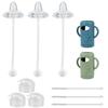 Dr. Brown's Sippy Straw Cup Conversion Kit with Silicone Sleeves for Narrow Glass Baby Bottle 8oz, Weighted Straw Replacement Kit with Soft Sippy Spout and Handle, 6m+, Set of 3 view 1