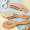 3pcs Personalized Wooden Baby Hair Brush and Comb Sets for Newborn, Custom Soft Baby Comb and Brush Set with Carving Name/Text,Custom Babies Gifts Girls, Thoughtful Gifts for Boy/Girl Shower view 2