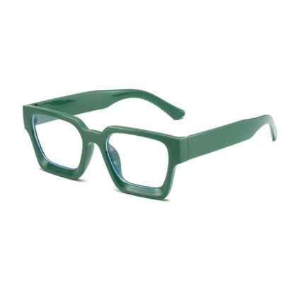 Weloveushop Thick Edged Square Blue Light Blocking Glasses for Women and Men, Anti Eye Strain Fashion Reading Gaming Glasses (Solid Green Blue Light Flakes)