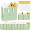 Epoesch 12 Pack Elegant Sage Green Gift Bags with Handles & 24 Tissue Paper view 1