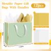 Epoesch 12 Pack Elegant Sage Green Gift Bags with Handles & 24 Tissue Paper view 2