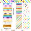 100 PCS Easter Rainbow Cellophane Treat Bags - 5x11 Inch Colorful Stripes & Polka Dots Candy Bags with 110 Gold Twist Ties, Rainbow Plastic Goodie Bag for Easter Party, Spring Birthday, Wedding Favors view 2