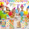 100 PCS Easter Rainbow Cellophane Treat Bags - 5x11 Inch Colorful Stripes & Polka Dots Candy Bags with 110 Gold Twist Ties, Rainbow Plastic Goodie Bag for Easter Party, Spring Birthday, Wedding Favors view 3
