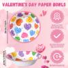 100 Pcs 16 oz Valentine's Day Paper Bowls Party Supplies Disposable Valentines Candy Conversation Heart Dessert Snack Bowl Dialogue Love Heart Decorations Favors for Wedding Soup Hot Cold Salad Cereal view 3