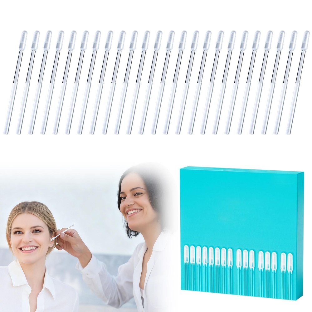 24 Pcs Ear Wax Stick, 2026 New Adhesive Ear Wax Removal Tools, Reusable Sticky Soft Head Ear Swabs, Ear Cleaning Tools Ear Curette for Adults and Children (Small)