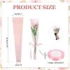 MECCANIXITY 50 Pcs Single Rose Flower Sleeves Bulk 17.7x4.7x1.6 Inch Floral Wrapping Paper Bags with Ribbons for Mother's Day Wedding Birthday Bouquet Graduation Gifts (Dark Pink/Pink) view 2