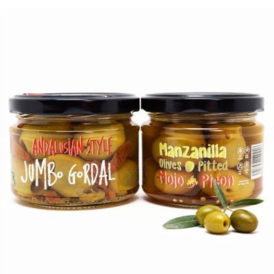 Chef Ole Green Olives Pitted | Spanish Olives | Andalusian Style & Spicy Mojo Picon | Olive Bar Gourmet Pairing | Perfect for Charcuterie & Cocktails | 10 oz, 2 Pack