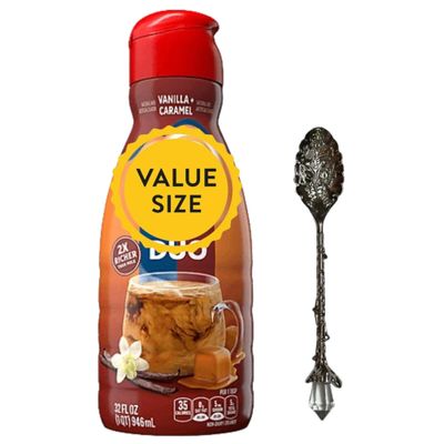 Premium Liquid Coffee Creamer 32 fl oz Bottles of Creamy Smooth Non-Dairy Coffee Creamer with Dumbass Coffee Gem Spoon (Vanilla Caramel) Gem Spoon