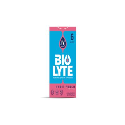 BIOLYTE IV Electrolyte Powder Packets, IV Liquid Drink Mix for Water, Doctor-Developed Hydration, Approved Dehydration Relief, Chemotherapy Must Haves for Women, Men- Fruit Punch (6 Sticks)