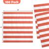 100 Burnt Orange White Stripe Cocktail Napkins 3 Ply Disposable Paper Napkins Party Beverage Bulk Tableware Supplies Fall Thanksgiving Events view 3