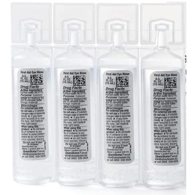 Red Steer Glove First Aid Eye Rinse, Eye Cleansing Eyewash, Meets ANSI Standards, 0.5 FL OZ Vials, Set of 4 Vials