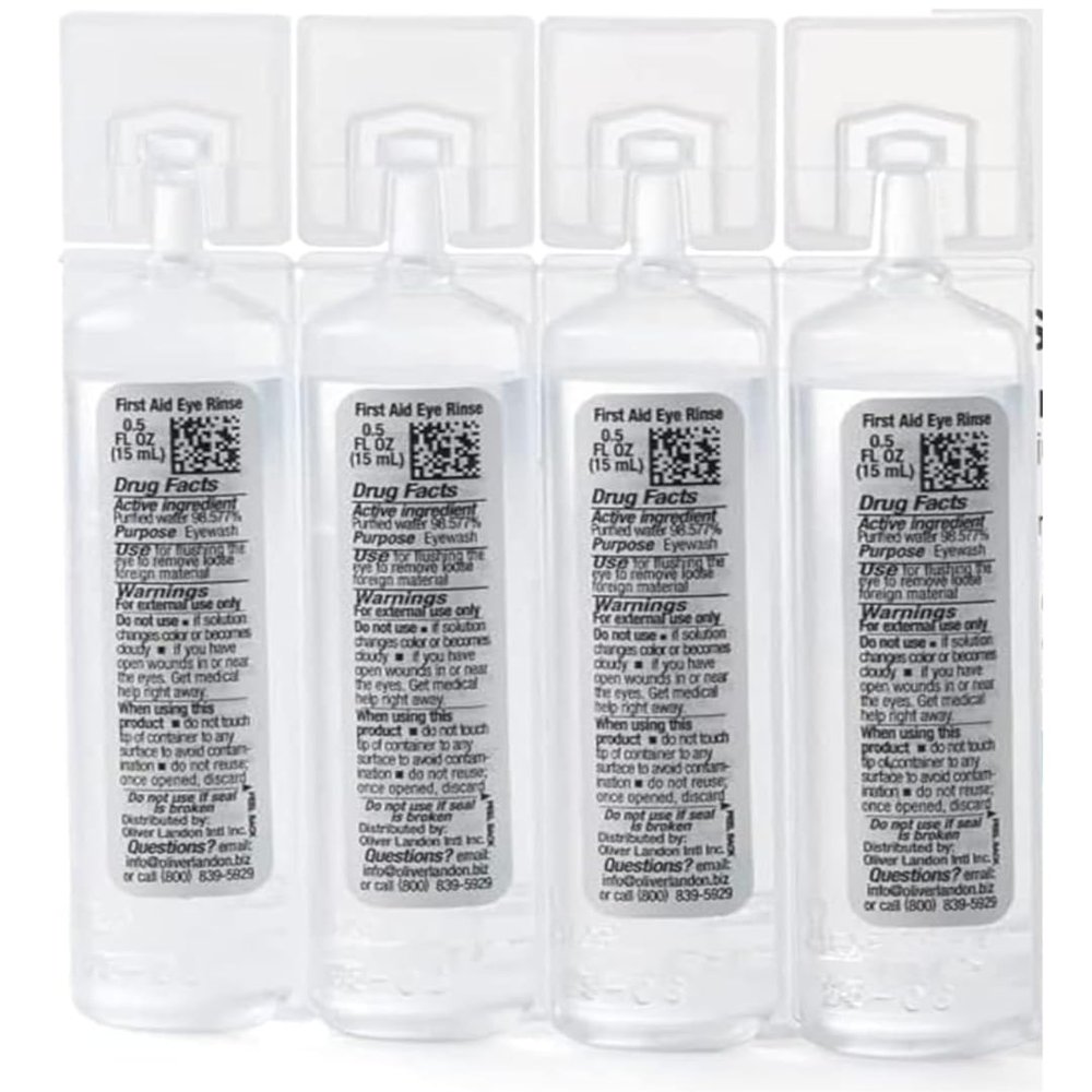 Red Steer Glove First Aid Eye Rinse, Eye Cleansing Eyewash, Meets ANSI Standards, 0.5 FL OZ Vials, Set of 4 Vials