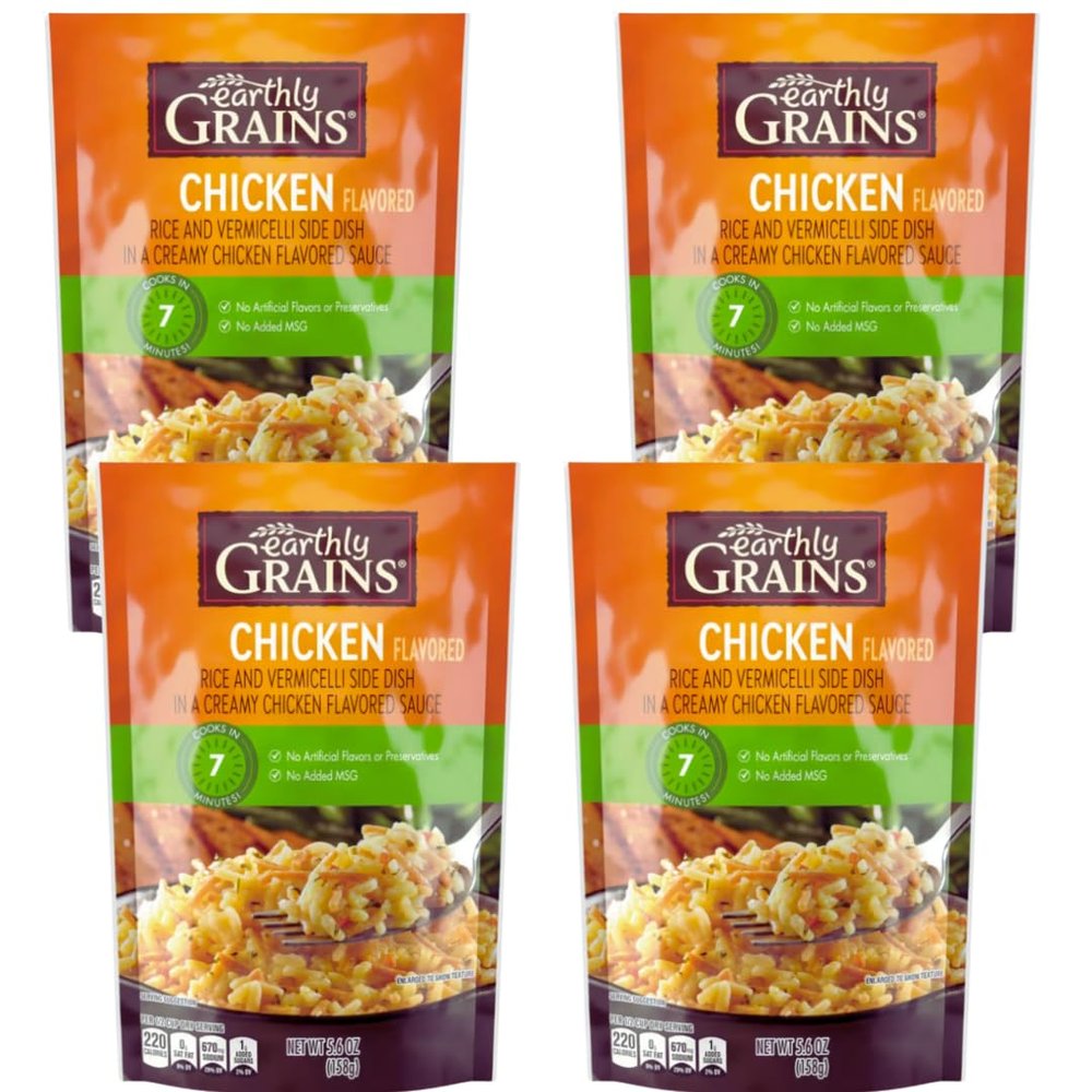 4-Pack - Chicken Flavored Rice 5.6 oz Each | Quick & Easy Seasoned Rice Side | Savory Chicken Flavor | Ready in Minutes | Family-Sized Value Pack
