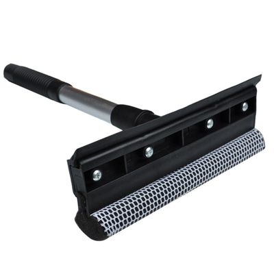 VINTORKY Double-Sided Window Squeegee with Rubber and Microfiber Scrubber Water Scraper for Car Windshield and Home Glass Cleaning Tool