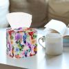 2PCS Square Tissue Box Cover, Watercolor Parrots Bird Pattern Leather Tissue Case Facial Paper Organizer Dispenser for Vanity Dresser Night Stand Table Countertop Office Car view 2