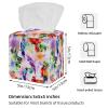 2PCS Square Tissue Box Cover, Watercolor Parrots Bird Pattern Leather Tissue Case Facial Paper Organizer Dispenser for Vanity Dresser Night Stand Table Countertop Office Car view 3