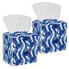 2PCS Square Tissue Box Cover, Blue Turtles Wave Stripe Pattern Leather Tissue Case Facial Paper Organizer Dispenser for Vanity Dresser Night Stand Table Countertop Office Car view 1
