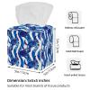 2PCS Square Tissue Box Cover, Blue Turtles Wave Stripe Pattern Leather Tissue Case Facial Paper Organizer Dispenser for Vanity Dresser Night Stand Table Countertop Office Car view 3