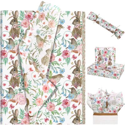 60 Sheets Pink Floral Tissue Paper for Gift Wrapping Watercolor Flowers Birds Print Tissue Paper for Gift Bags for Spring Holidays Baby Shower Wedding Mothers Day DIY Craft Supplies, 20 14 Inches