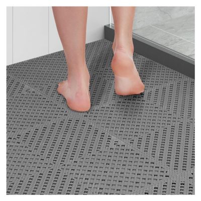 11.8 X 11.8 Inches Interlocking Drainage Tiles Bathtub Mat Soft Outdoor Patio Flooring Under Dining and Desk Tables(12pieces)