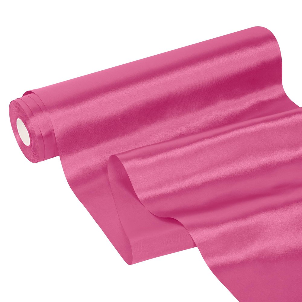 Yamkim Wide Hot Pink Satin Ribbon 12 inch 25 Yards Solid Fabric Ribbon for Cutting Ceremony kit Grand Opening Wedding Birthday Party Decoration Bows Chair sash