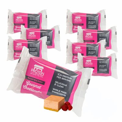 Low Carb Protein Cheesecake Bars | High Protein, Gluten-Free, Clean Ingredients Snack Bars (8, Raspberry)