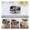Fun Animal Wolf Pill Organizer Container for Travel, Metal 2 Compartment Square Pill Box, Portable Mini Medicine Box Pill Storage Case for Purse Pocket, Supplement Storage view 4