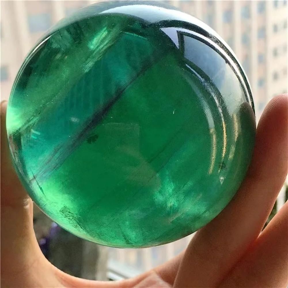 Stone Fluorite Crystal Ball Green Fluorite Crystal Crystal Transparent Fluorite raw Stone Polished Green Crystal Ball Ornament(Size:800g)