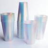 25 Pcs Iridescent Hard Plastic Cups 16oz Cute Fancy Thick Neon Glitter Holographic Rainbow Disposable Drinking Cup for Bachelorette Birthday Wedding Party Drinkware Supplies (Frosted No Stickers) view 1