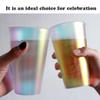 25 Pcs Iridescent Hard Plastic Cups 16oz Cute Fancy Thick Neon Glitter Holographic Rainbow Disposable Drinking Cup for Bachelorette Birthday Wedding Party Drinkware Supplies (Frosted No Stickers) view 4