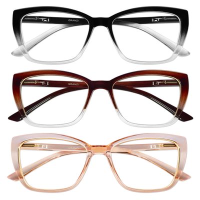 ORANZI Reading Glasses for Women, 1.00 Fashion Oversized Blue Light Readers