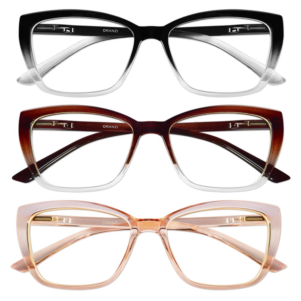 ORANZI Reading Glasses for Women, 1.00 Fashion Oversized Blue Light Readers