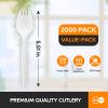 Disposable Plastic Sporks Bulk 2000 Pack, White Spork Utensils for Restaurant Supply, Takeout, Food Truck, Camping, Catering & Party view 2