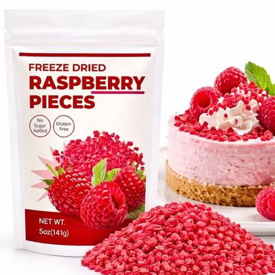 5oz Freeze Dried Raspberries Pieces No Sugar Added, 100% Real Crunchy Raspberries, Natural Fruit Snack for Kids & Adults, Non-GMO Healthy Topping for Yogurt, Smoothies, Cereal & Baking