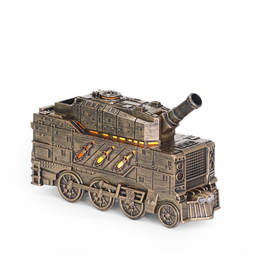 300ML Vintage Steam Train Aromatherapy Essential Oil Diffuser, Cool Mist Quiet Aromatherapy Diffuser with Dual Mist and LED Light, Air Diffusers for Home&Office (Bronze)