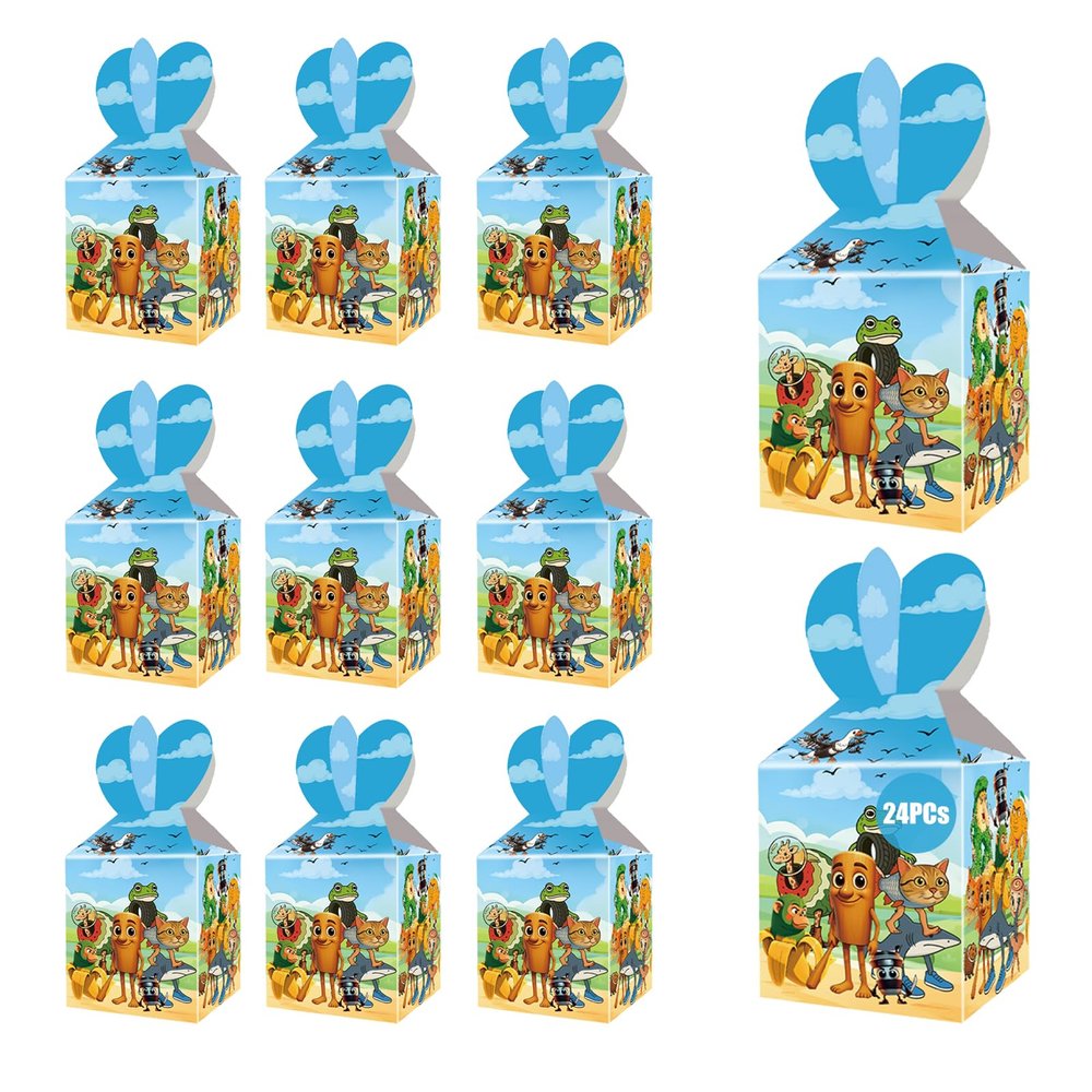 24pcs Italian Brainrot Treat Boxes, 7.3"x3.3"x3.9" Gift Boxes, Happy Birthday Tralalero Tralala Party Supplies, Brainrot Birthday Decorations for Kids