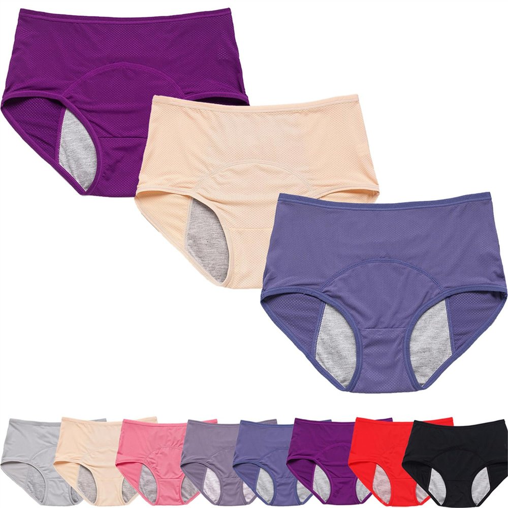 Incontinence Underwear Women, Leak-Proof Underwear, Incontinence Panties Protector Undies, Reusable & Washable (3PCS-E,Medium)