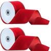 Red Velvet Ribbon 4 Rolls Red Velvet Ribbon, Wired Edge for Gift Wrapping Craft view 1