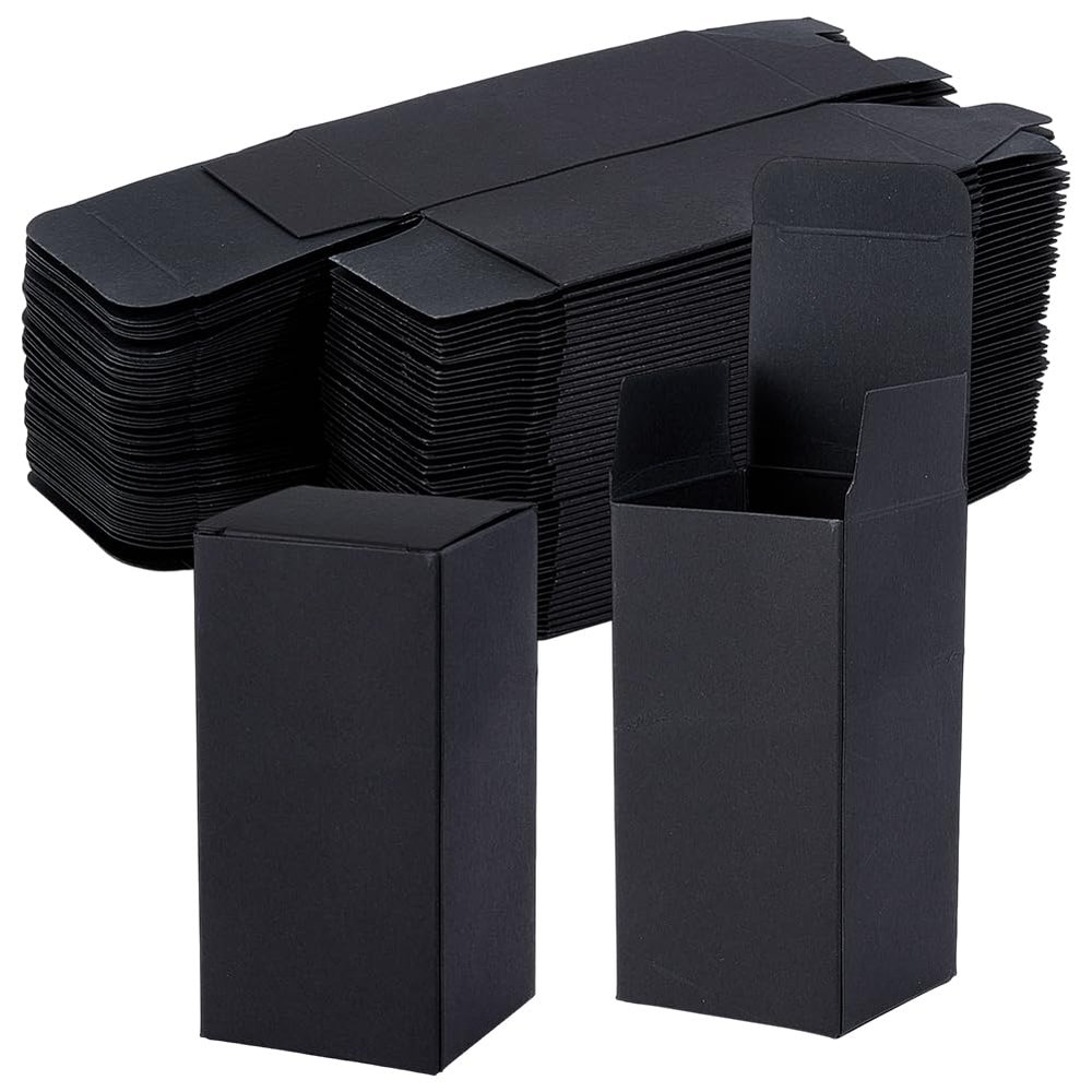 BENECREAT 50 Pcs Paper Gift Box, 2x2x4 Inch Black Rectangular Cardboard Boxes for Birthday Favor, Party Favor and Valentine's Day Favor Packaging